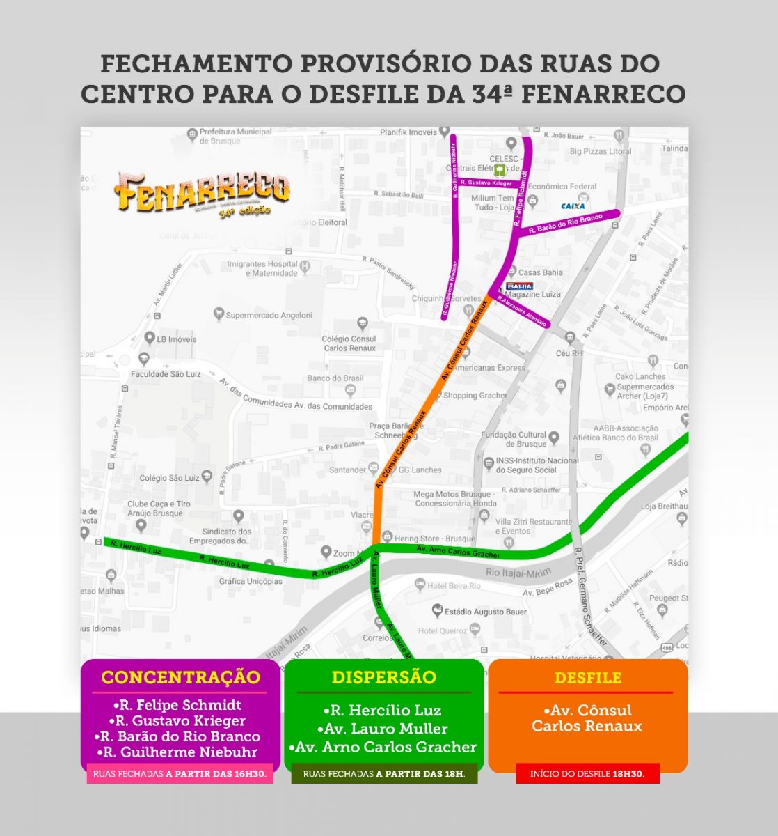 Ruas do Centro serão fechadas para o desfile de abertura da 34ª Fenarreco