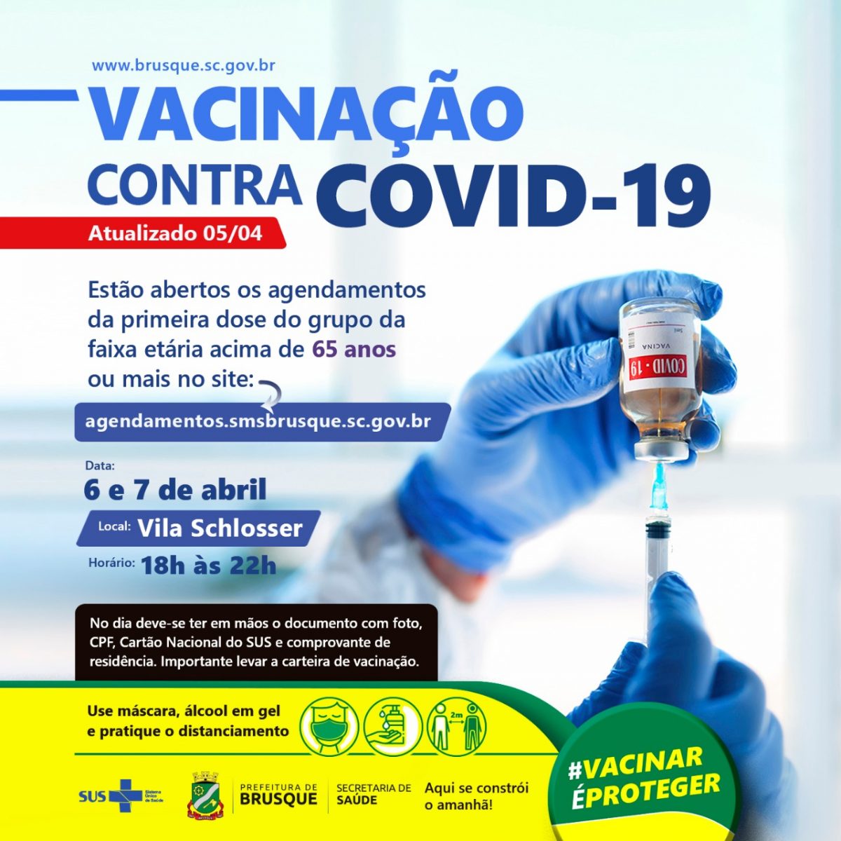 Idosos com 65 anos ou mais já podem agendar a vacinação contra Covid-19