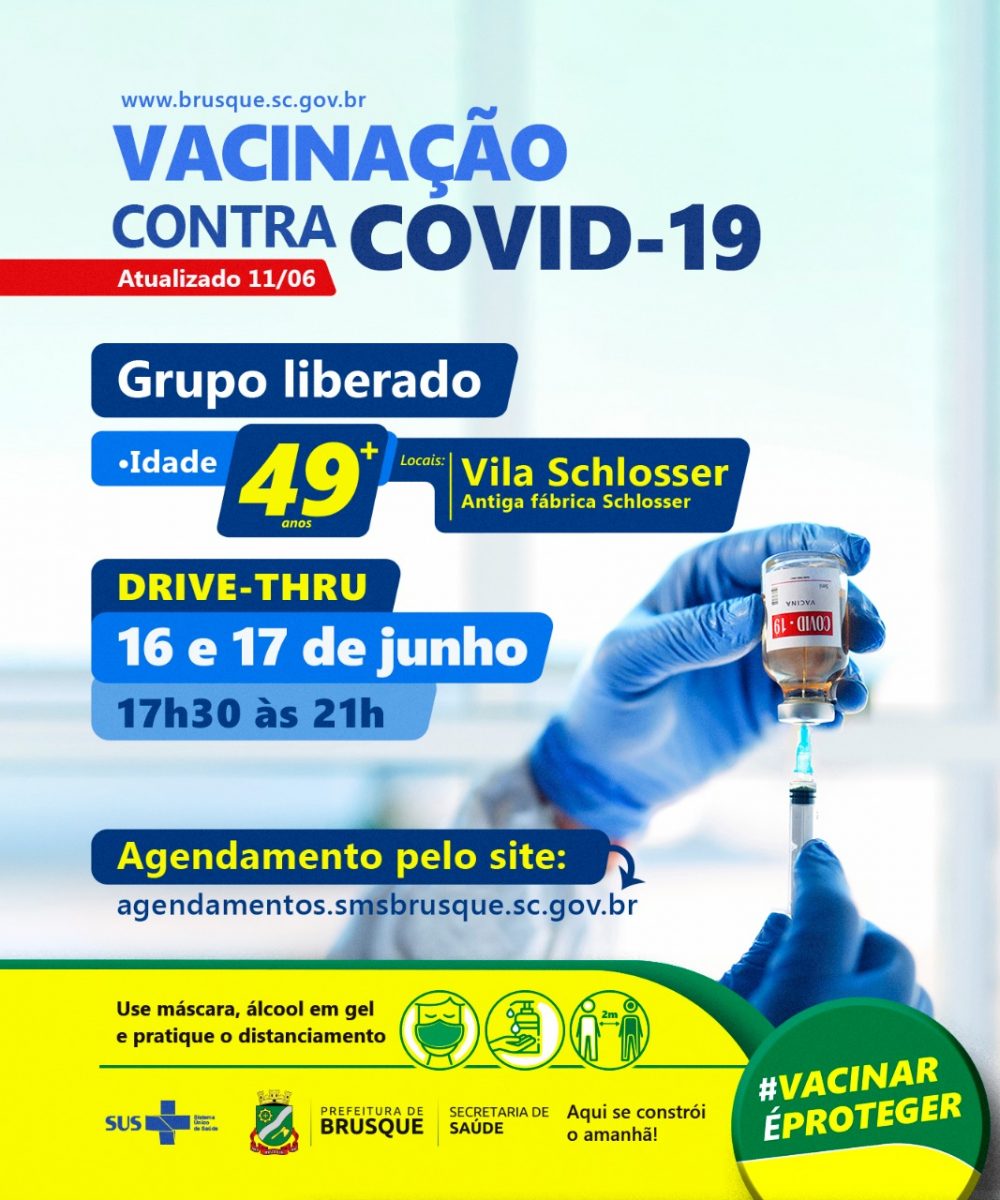 Covid-19: Aberto agendamento para vacinação de pessoas com 49 anos ou mais