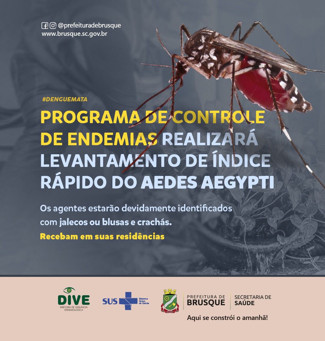 Programa de Controle de Endemias realizará levantamento de Índice Rápido do Aedes Aegypti