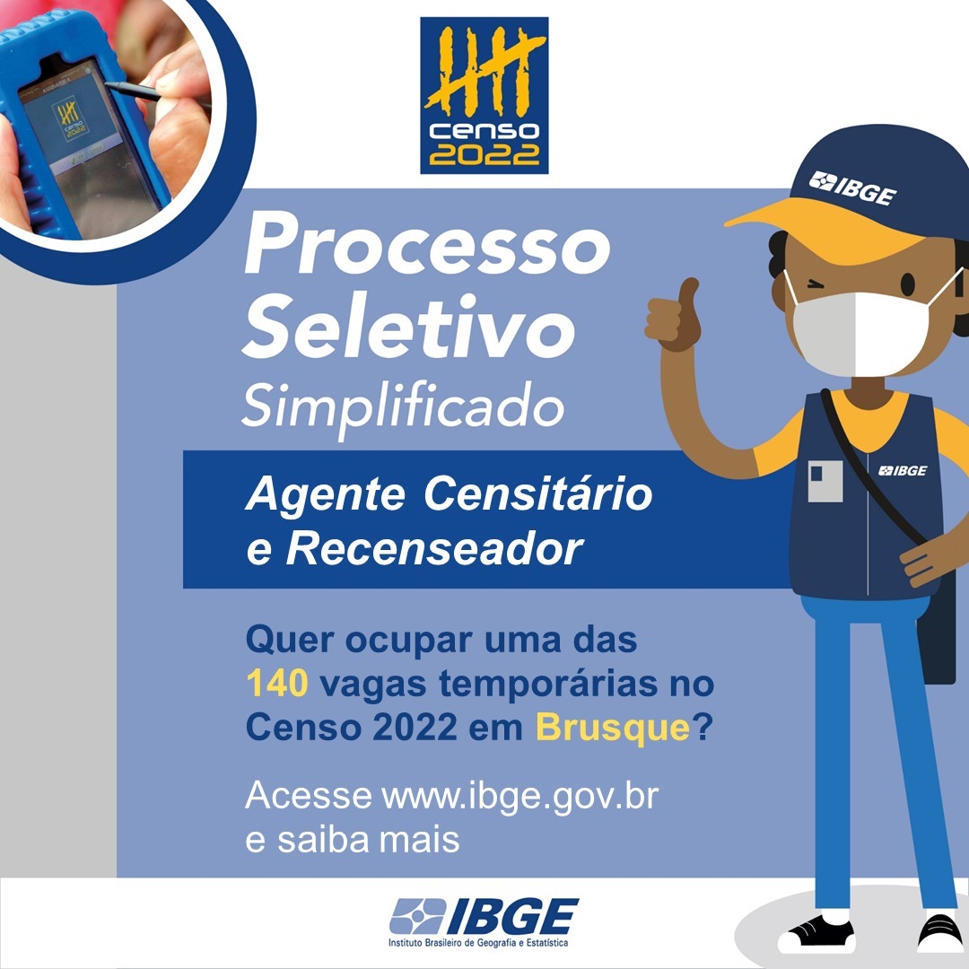 Abertas as inscrições para o processo seletivo do Censo 2022 do IBGE