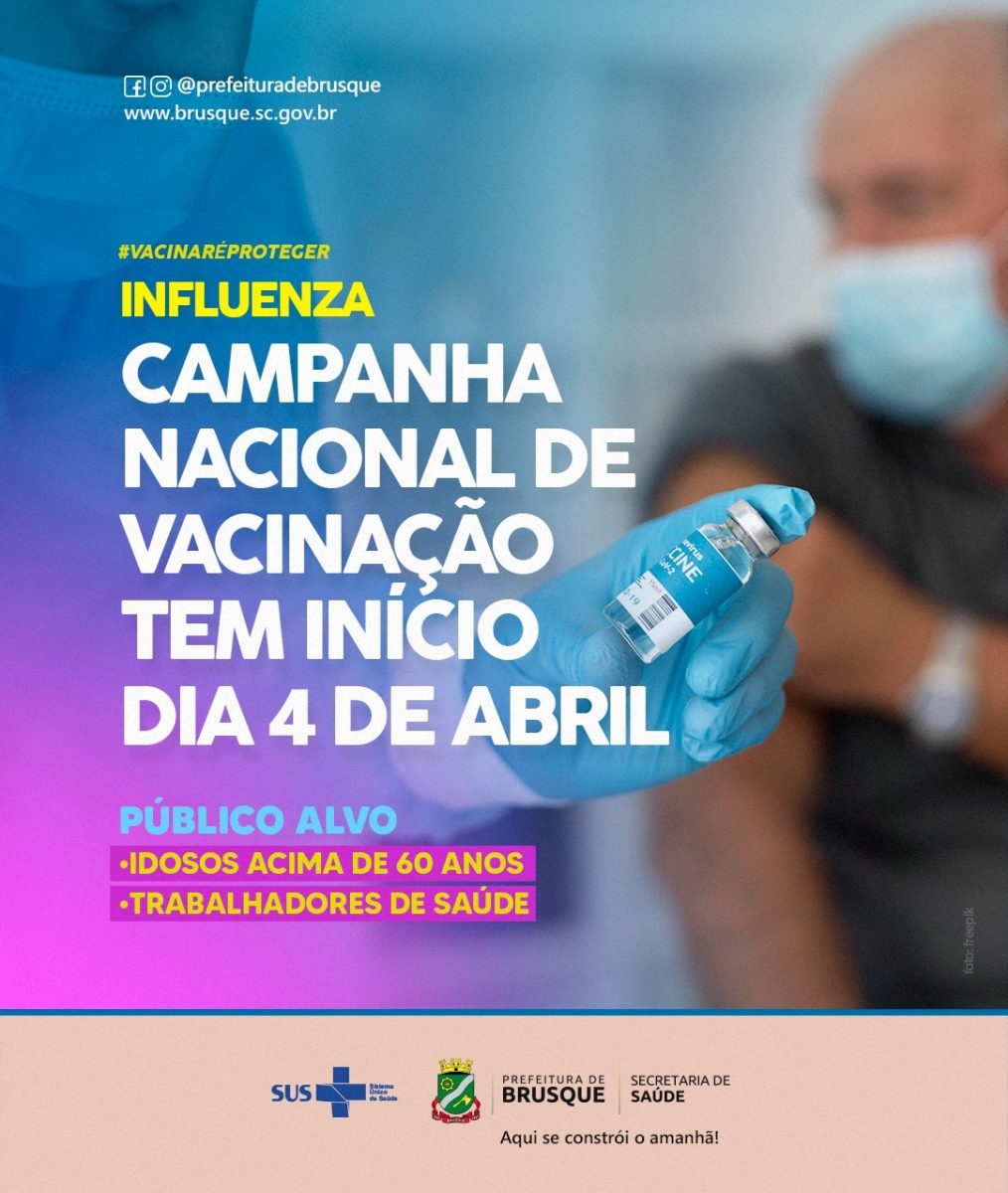 Campanha nacional contra a gripe inicia no dia 04 de abril