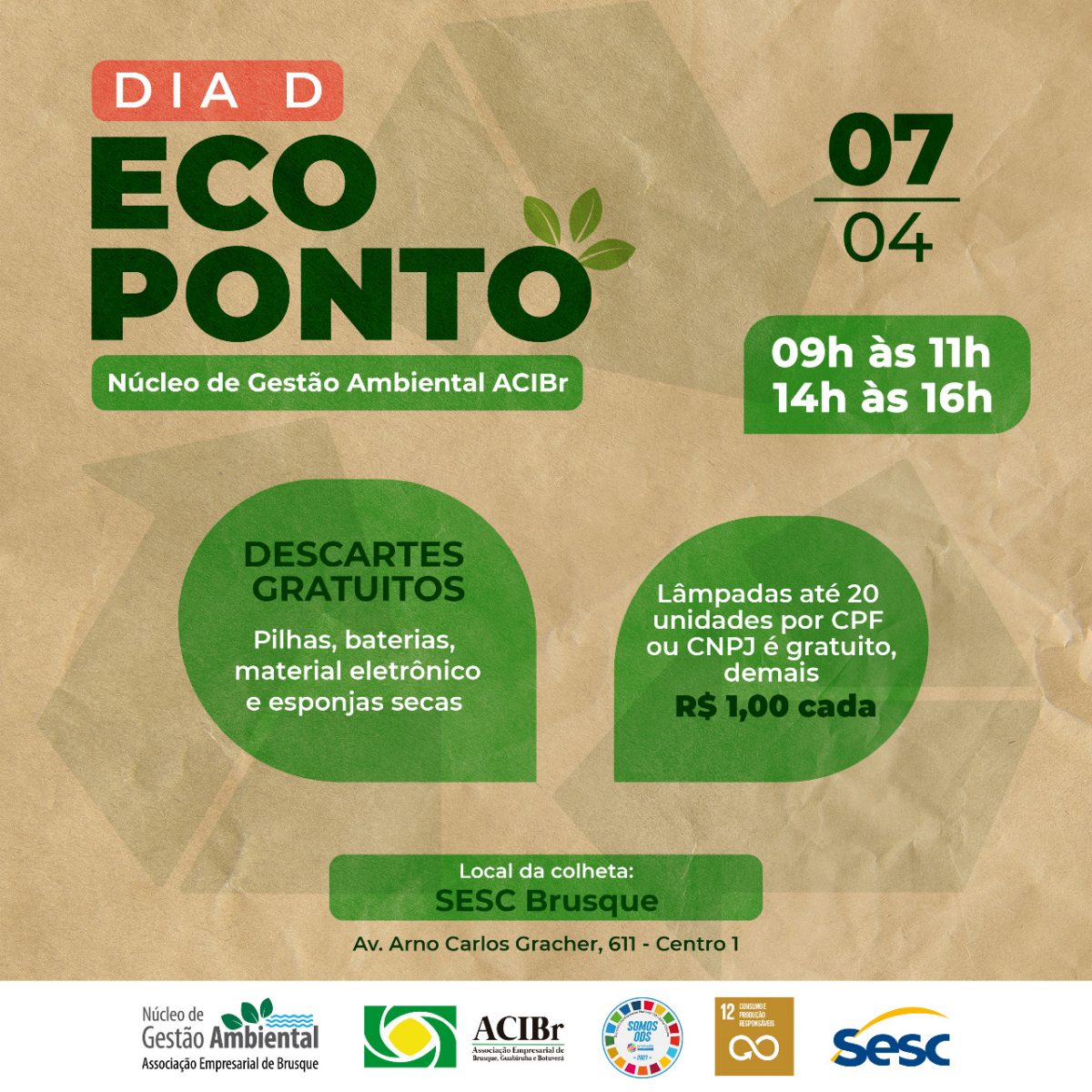 Dia D Eco Ponto estimula descarte correto de eletrônicos, pneus e outros itens