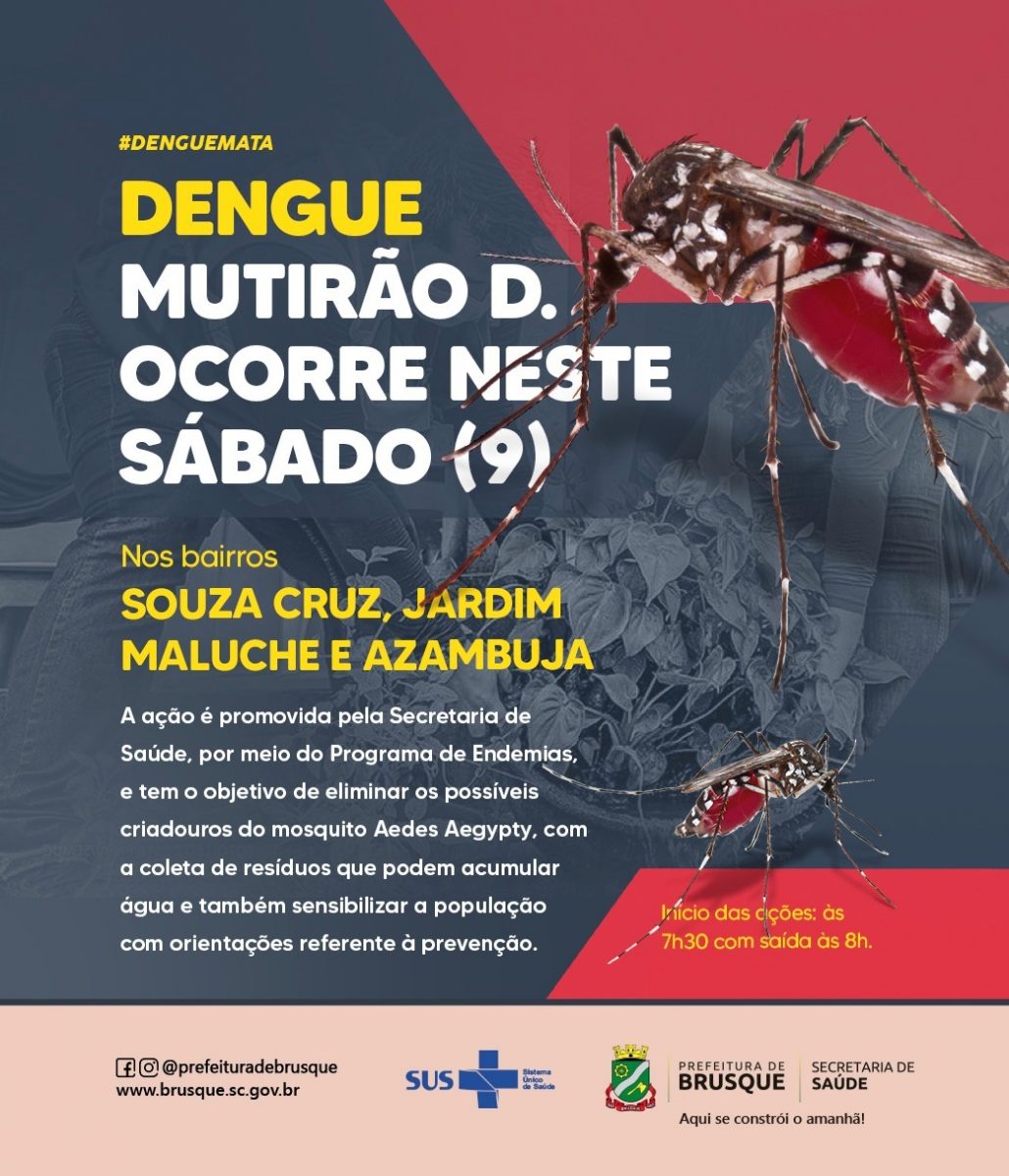 Dengue: Mutirão D. ocorre neste sábado nos bairros Souza Cruz, Jardim Maluche e Azambuja