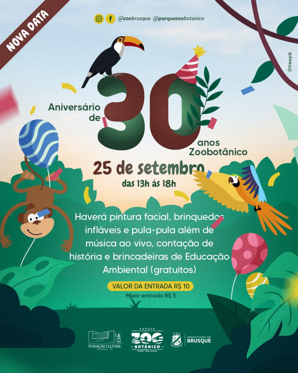 Zoobotânico 30 anos: Comemoração de aniversário do Zoo será realizado no próximo domingo (25)