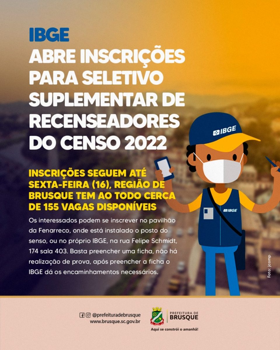 IBGE abre inscrições para seletivo suplementar de recenseadores do Censo 2022