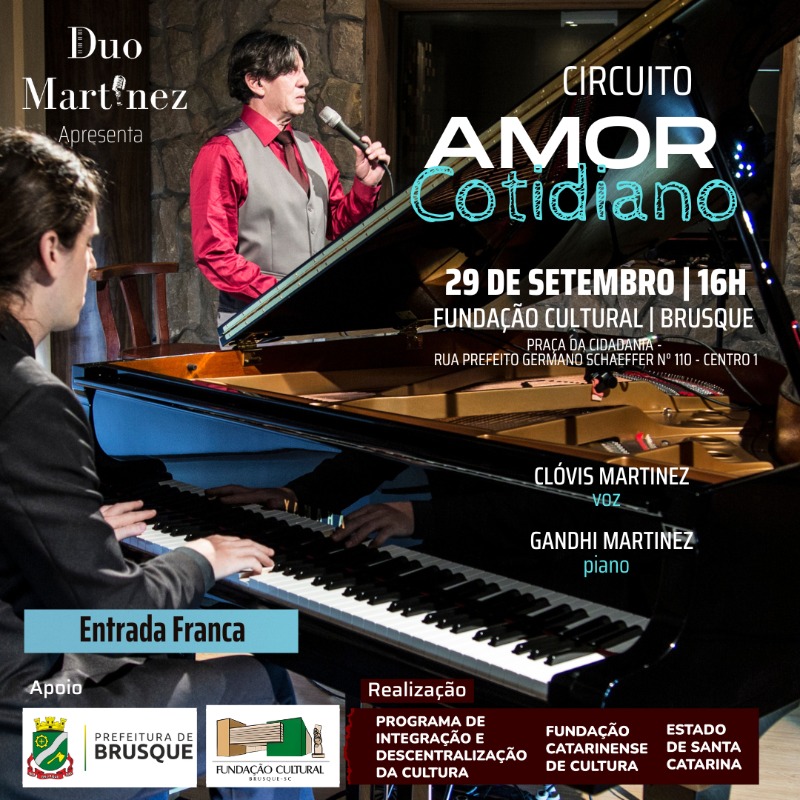 Brusque recebe circuito de shows ‘Amor Cotidiano’ no dia 29 de setembro