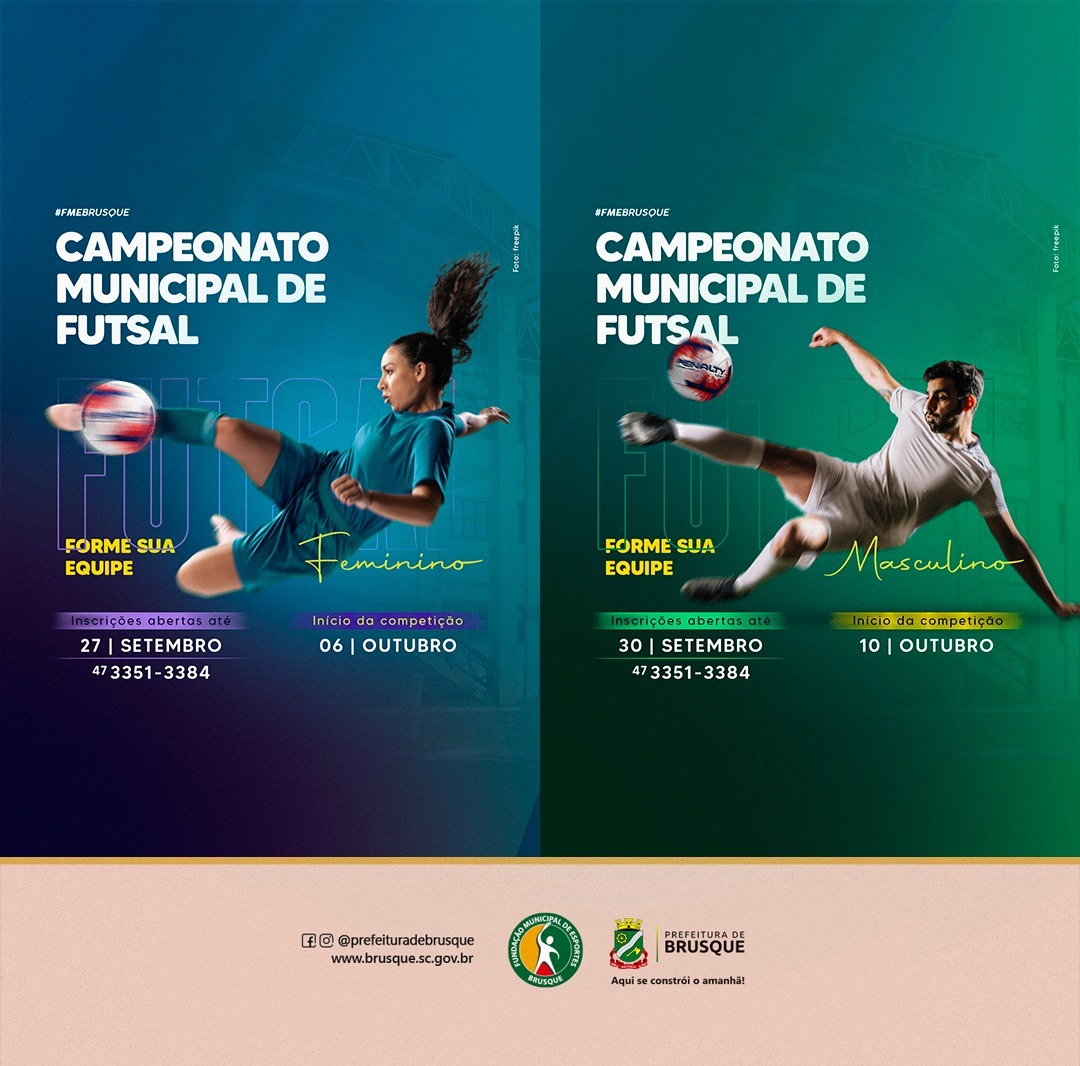 Estão abertas as inscrições para o Campeonato Municipal de Futsal masculino e feminino