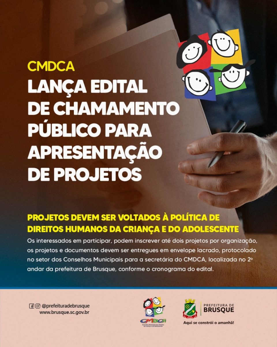 CMDCA de Brusque lança edital de chamamento público para apresentação de projetos